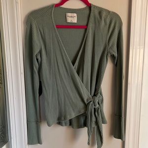 Abercrombie and Fitch Green Wrap-Front Top